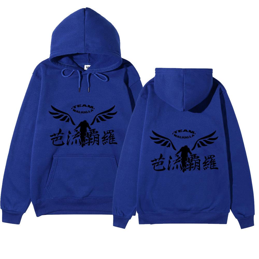 Tokyo Revengers Team Walhalla Unisex Fleece Hoodie Autumn Winter Wing Print Long Sleeve Casual Anime Pullover Sweatshirt