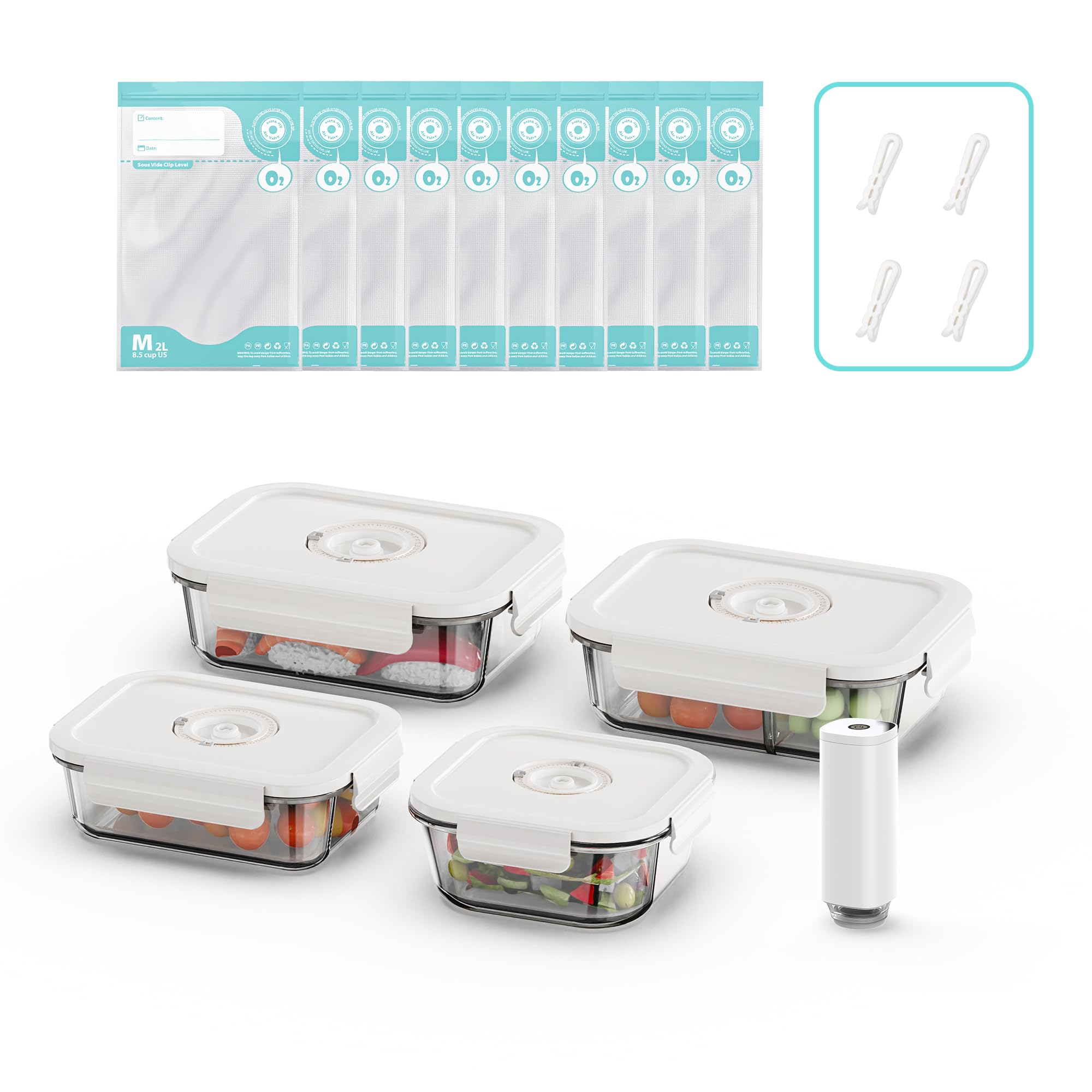 Стеклянные контейнеры для хранения продуктов с вакуумной запайкой контейнеры для приготовления еды методом су-вид с герметичными запирающими крышками для духовки морозильной камеры пакеты без BPA для обеда пикника и 12590₽