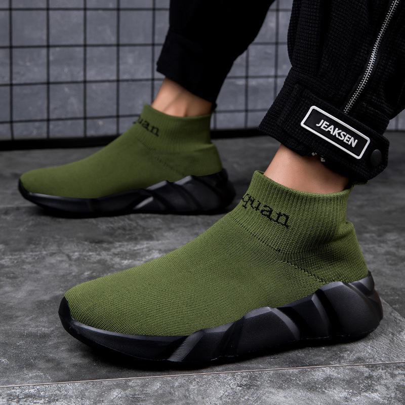 Middle-aged and elderly socks shoes women's shoes spring and autumn casual shoes men's sports shoes soft-soled fly-woven socks shoes platform running