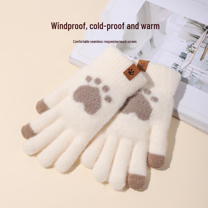 Bear Paw Women's Touchscreen Cycling Gloves - Cute, Warm, Autumn/Winter