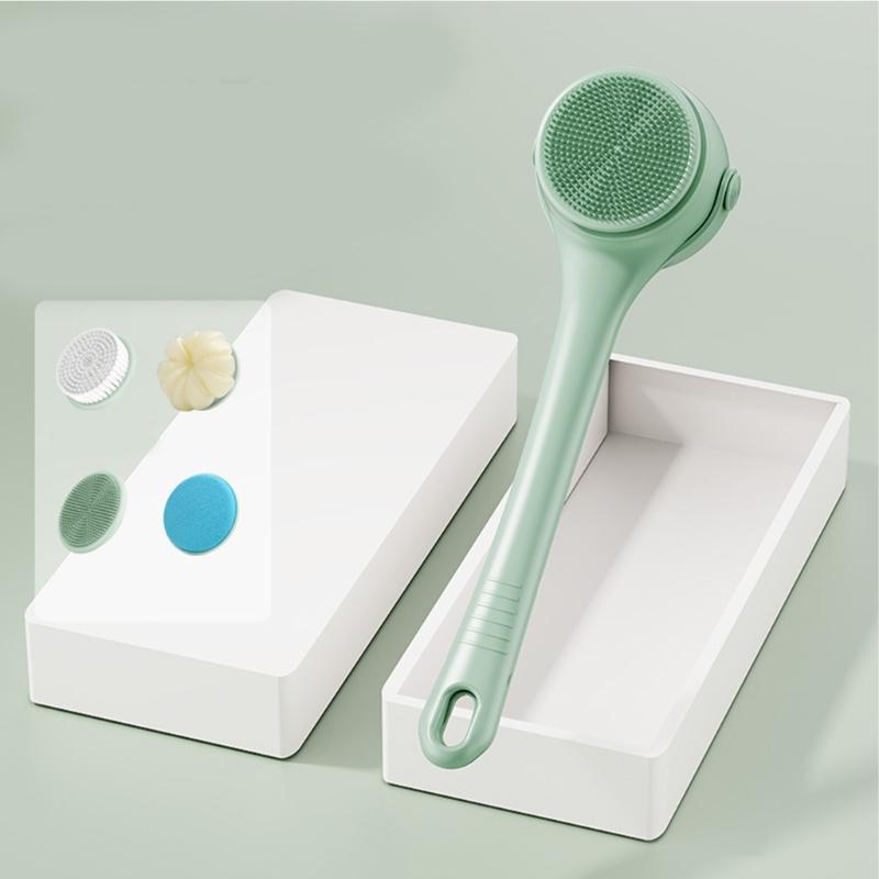 Electric Soft Body Bath Brush Shower Scrubber Double Handle Back Rubbing Machine Long Handle Cleaning Brush Bathroom