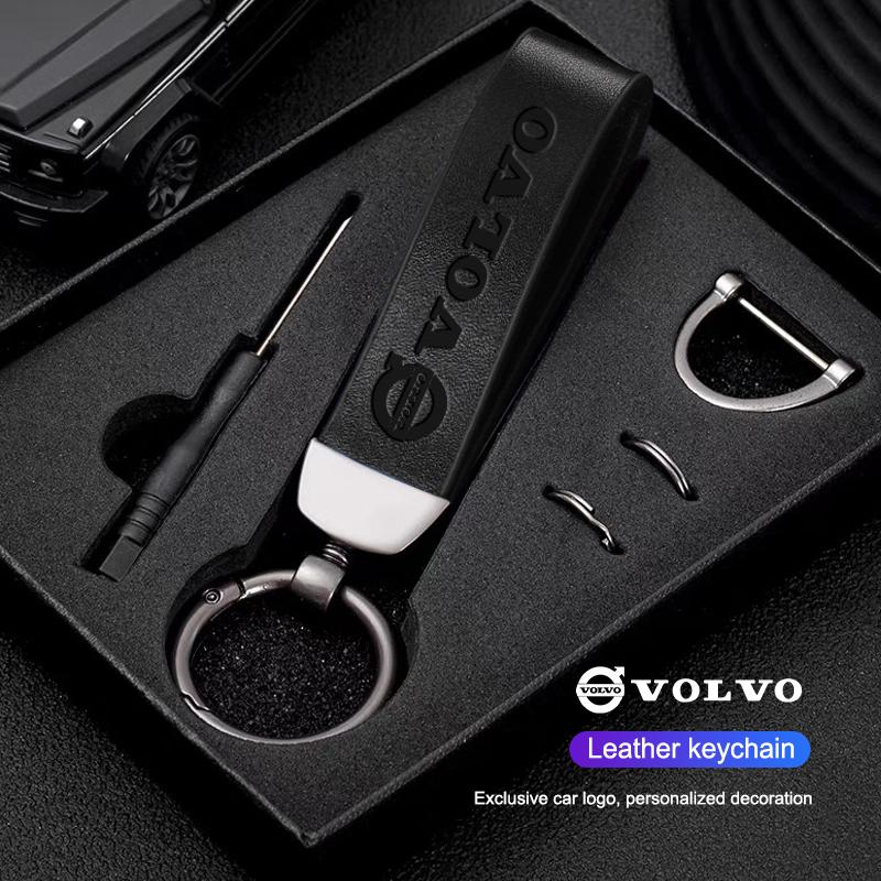 Car Leather Keychain Volvo Printed Metal Keychain Sticker For Volvo XC90 V90 V60 XC60 V40 EC40 EX40 S80 S60 S90 C40 XC40 V70 C30 WT6