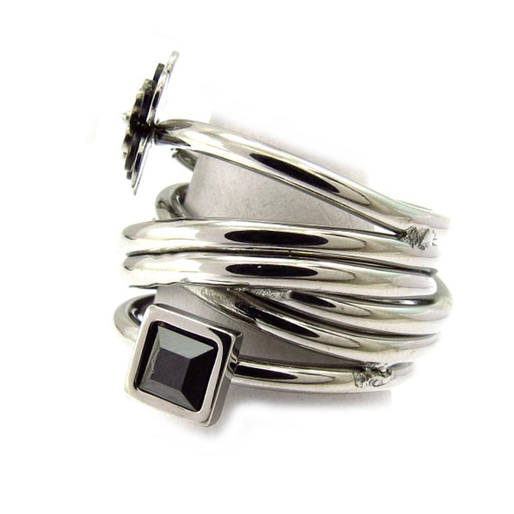 Stahlring 'Calypso' schwarz silber (Blume)