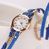 Kobiety w stylu vintage wielowarstwowa pleciona bransoletka ze stopu sztucznej skóry Wrist Watch Jewelry