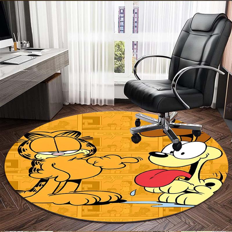 Garfield Print Round Rug, Washable Floor Carpet, For Entryway Dorm Laundry Room Office Study, Home Decor Birthday Christmas Gift