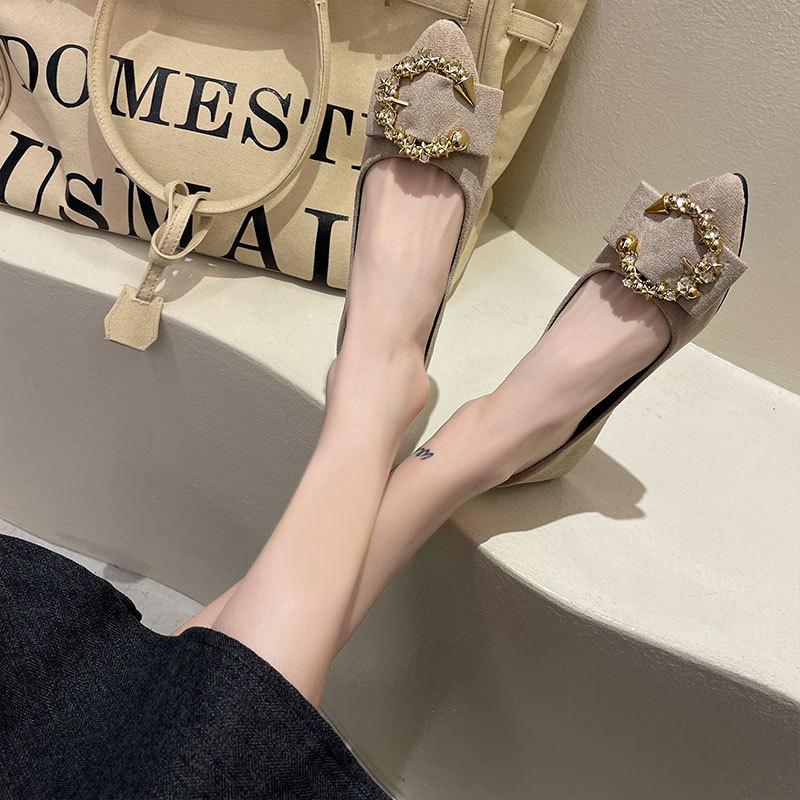 Flat-soled Single Shoes Women's Spring New One-pedal Women's Shoes Pointed Head Shallow Mouth Lazy Shoes Soft-soled Doudou Shoes