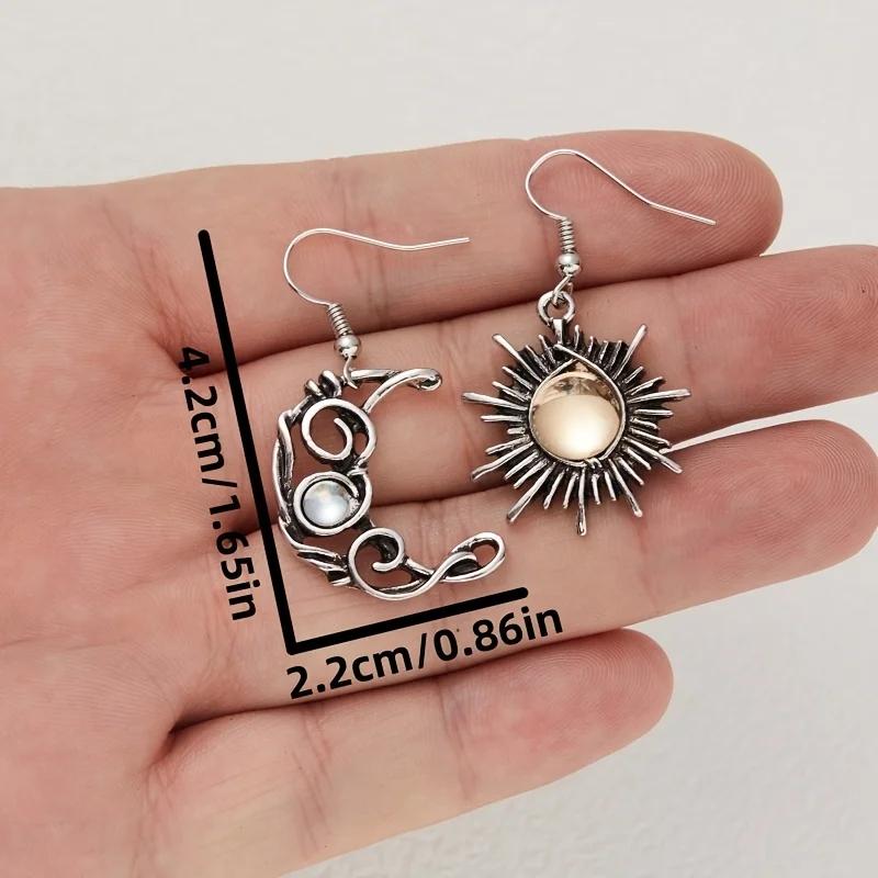 1 Bohemian Style Sun and Moon Crystal Earrings for Women's Fashion Jewelry Gift