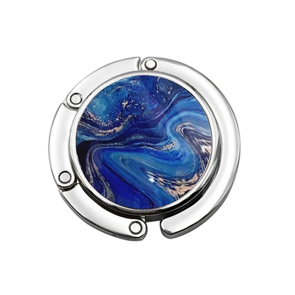 Marble Print Folding Bag Hook Purse Handbag Hanger Women's Bag Storage Holder Portable Table Edge Use Racks Party Festival Gift