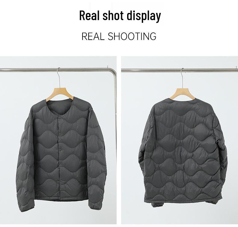 Men's Lightweight Portable Down Jacket with Curved Stitching
