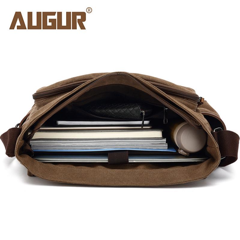 AUGUR Men's Retro Canvas Crossbody Bag with Large Capacity and Laptop Compartment
