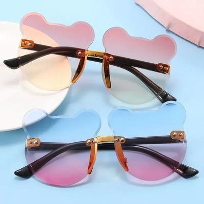 Cartoon Teddy Bear SpectacleFrame Childrens Sunglasses Gradient Color UV Resistant Sunshade Spectacles Suitable for Parties and Gatherings