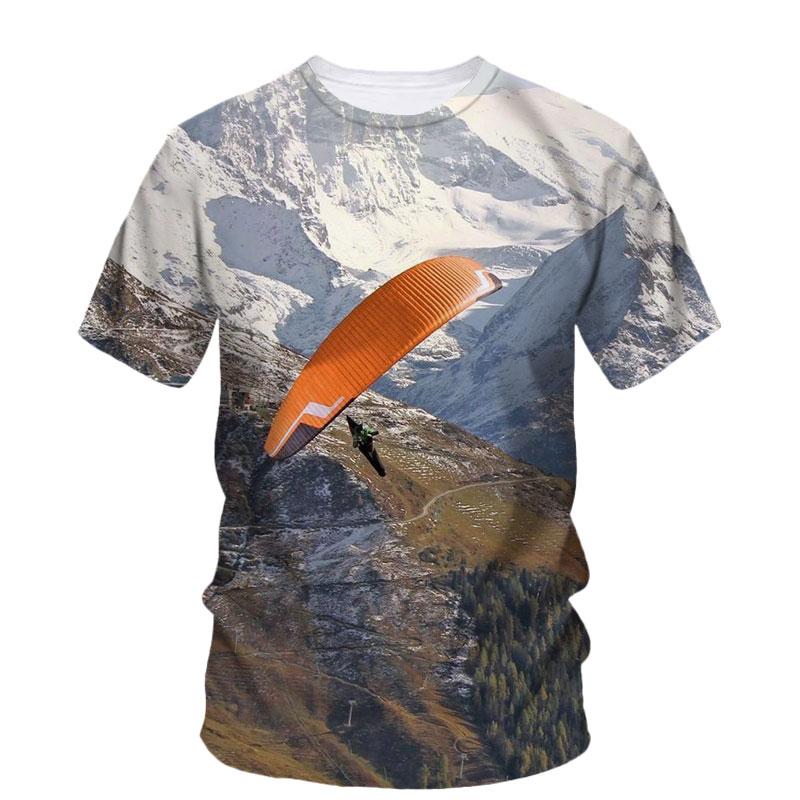 

Трендовая футболка с 3d принтом парашюта и параплана для мужчин, летние модные уличные футболки, классические футболки с короткими рукавами и круглым вырезом больших размеров XL