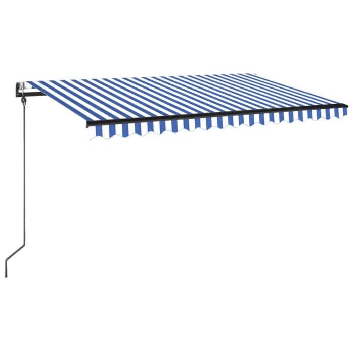 Exclusive House - Automatic LED Wind Sensor Awning 450x350 Cm Blue and White