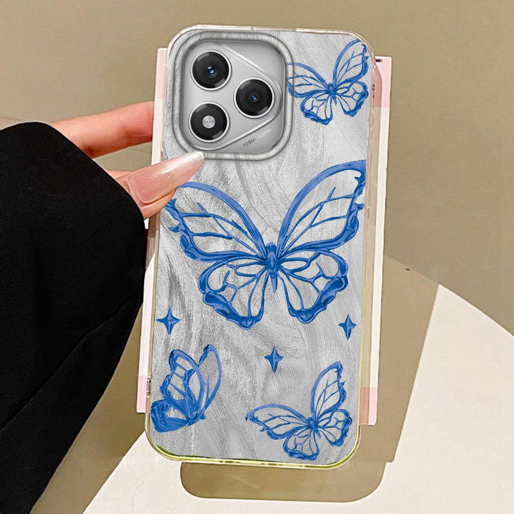 

Серебристый чехол для телефона с текстурой перьев бабочки для Honor 400 200 90 Smart Pro X9a X9c X8b X8a X8c X7c X6c Magic7 6 5 70 Lite Honor 400 Lite белый