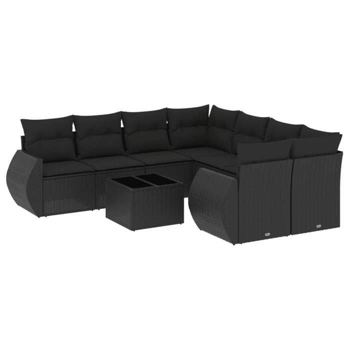 VidaXL Garden Lounge Set with Cushions 9 Pcs, Patio Sofas, Patio Furniture Set, Outdoor Furniture, Black 3253492