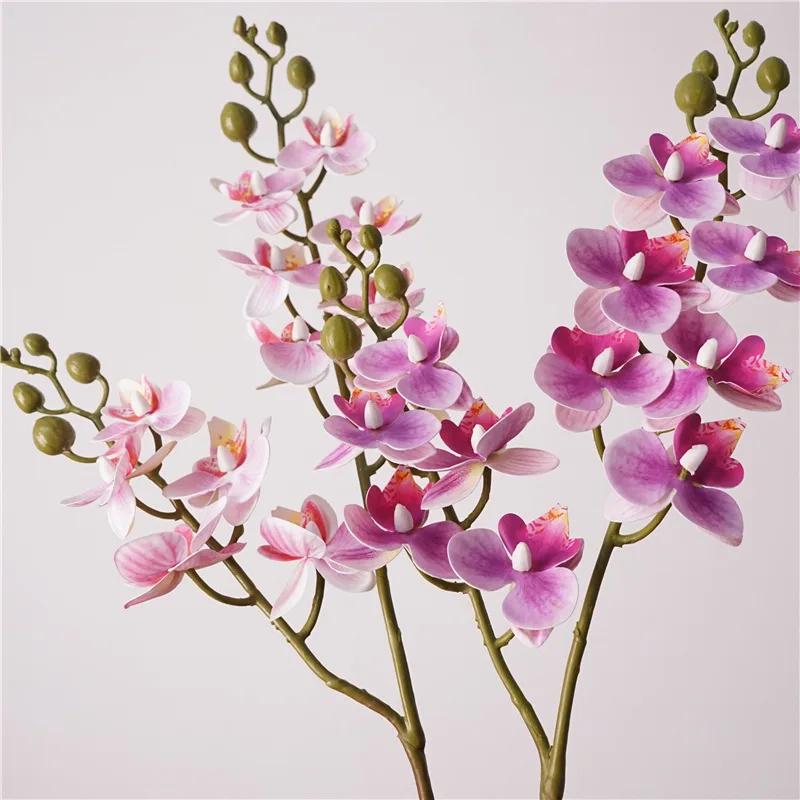 4Pcs/lot Artificial 12 Heads Butterfly Orchid Flowers Wedding Decor Fake Phalaenopsis Home Decoration Ornament Photography Props