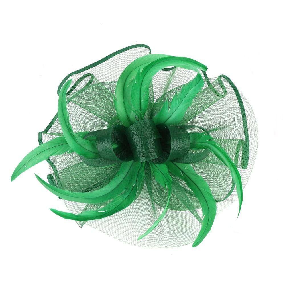 Formal Dress Top Hat Headband Stylish Wedding Feather Hat Headband Fashion Bridal Mesh Cap  Party