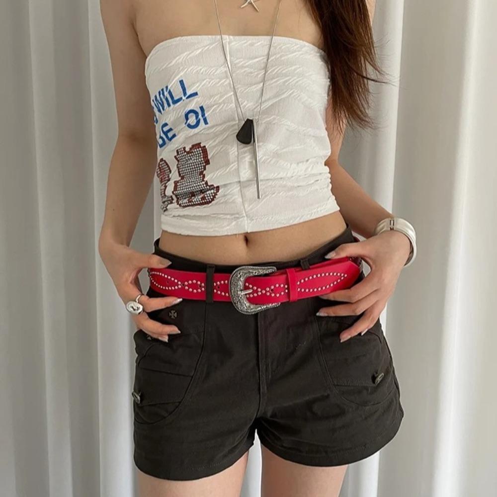 Ethnic Style Women's Belt Rhinestone Dress Jeans Belt Fashion Rivet Waist Belt  Spicy Girls