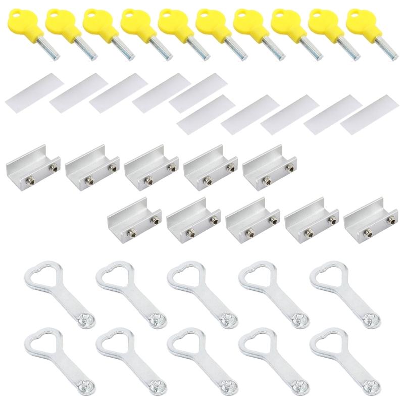 10Pcs Aluminum Alloy Window Stoppers Sliding Window Antitheft lock with Key Sliding Door Frame Restrictor Security Lock