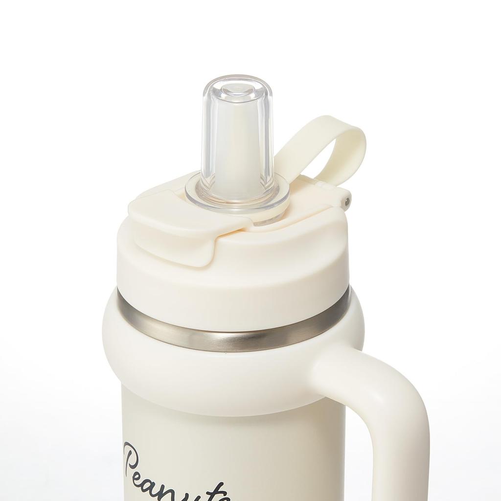 Skater Straw Tumbler, 830ml, Insulated, with Handle, 2-Way, Direct Drinking, Snoopy Badge, STSTB9-A