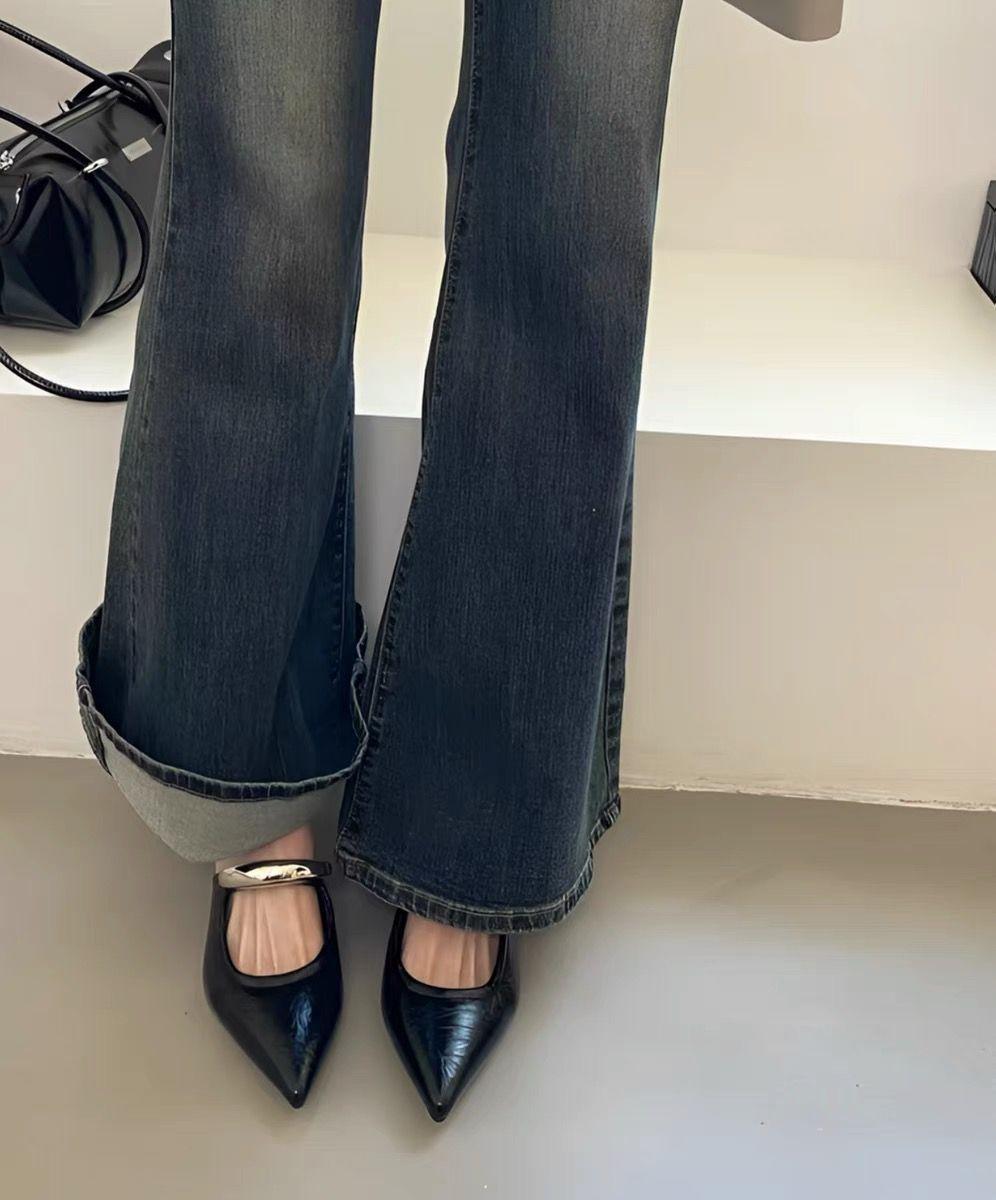 

2025 иностранные торговые простые остроносые тапочки Muller женские французские толстые каблуки средние каблуки полутапочки металлические сандалии с сумкой на голове полуподнос 35 чёрный