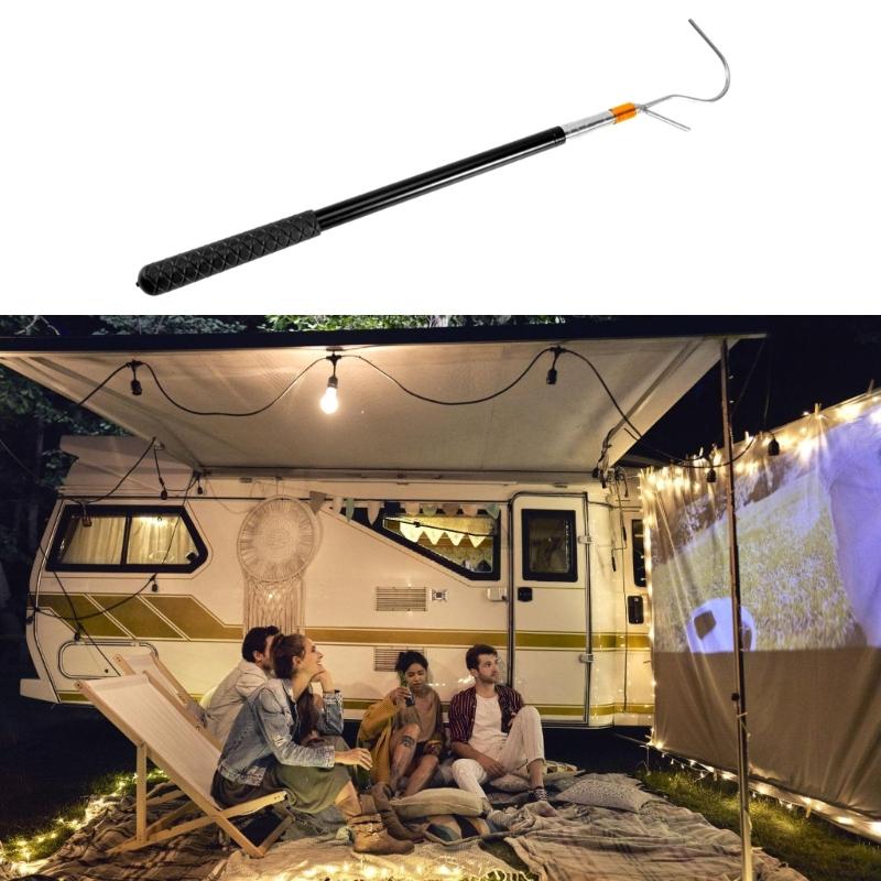 Campers Awning Opener Puller Reach Rod,21''-63'' Awning Pull Rod Tool for Canopies Telescopic Stainless Steel Rod