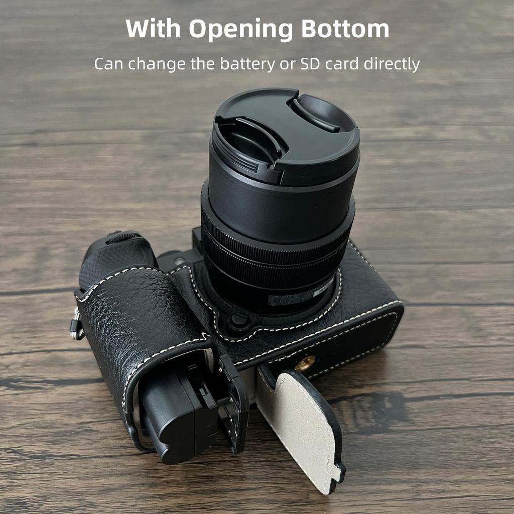 Portable Camera Protective Case Retro Style Camera Case Carry Bag Opening Bottom Design with Shoulder Strap Replacement