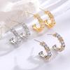 1 Pair Women Earrings C-Ring Shape Ear Buckle Design Stable Fit Cubic Zirconia Inlaid Earrings Jewelry Gift