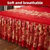3PC Printed Bed Skirt Set 1Bed Skirt+2Pillowcases Floral Lace Bed Skirt Breathable Soft Bed Cover Bedding Set 360 ° Anti Slip Mattress Protector Cover