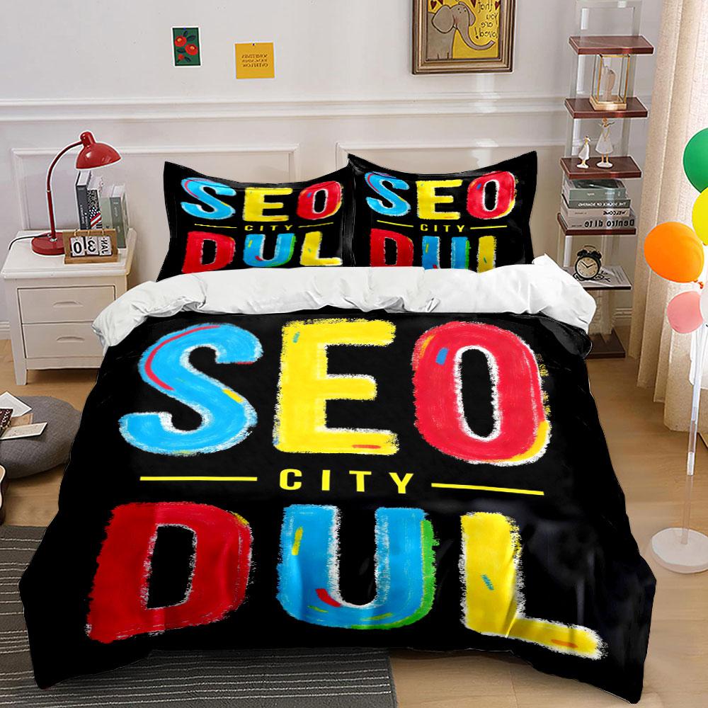 

SEOUL text in colors. Bedding sets Duvet cover sets Duvet covers Pillowcases(1 * Duvet Cover 2 * Pillowcases, without duvet insert) 135x200cm