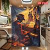 Retro Jazz Piano Player Flannel Blanket, Nightclub Music Silhouette Design Cozy Throw