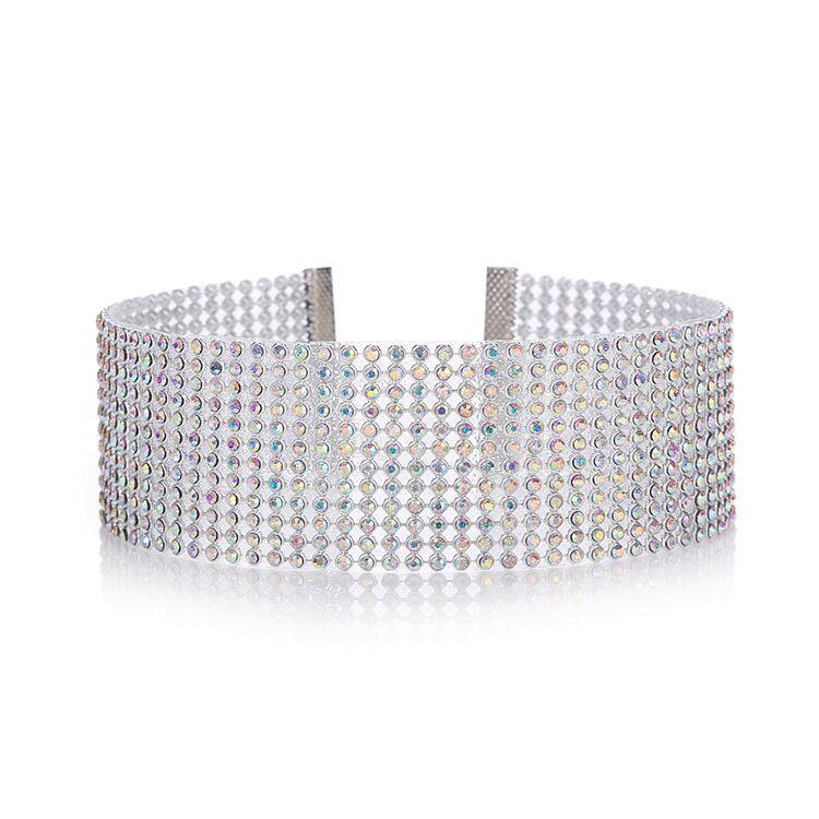Women Fashion Full Diamond Crystal Rhinestone Choker Collar Chain Necklace Luxury Wedding Jewelry