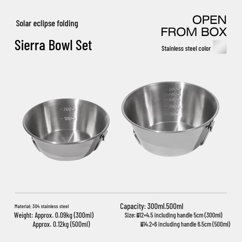 LUING BOX Foldable Stainless Steel Sierra Bowl Camping Set