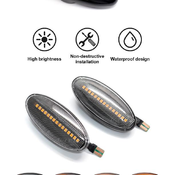 Dynamic Turn Signal Light Flashing Side Repeater Lamp For Nissan Navara D22 NP300 1998-2005 Datsun Frontier Fiera PickUp TerranoTurn Signal 2