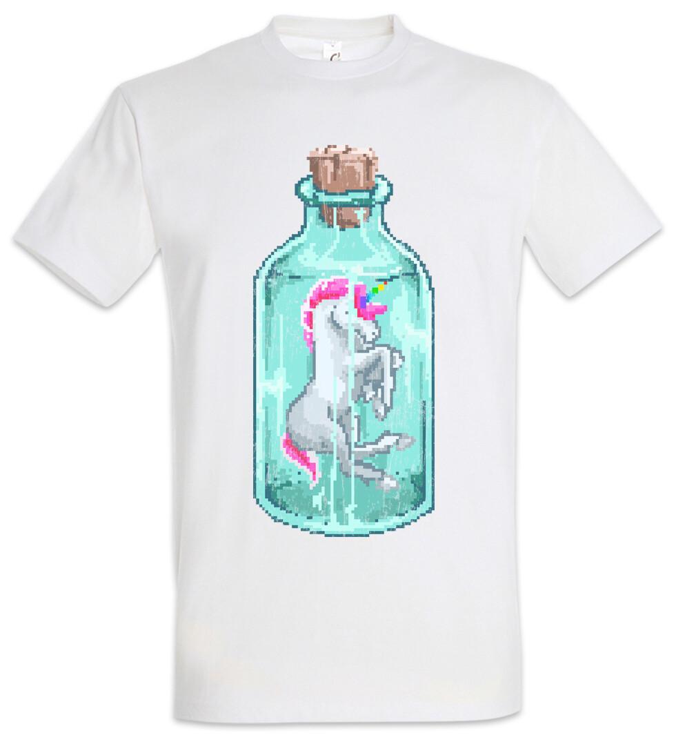 Unicorn Flask T-Shirt Rainbow Fun Geek Nerd Pixel Retro 8 16 Bit Arcade- M