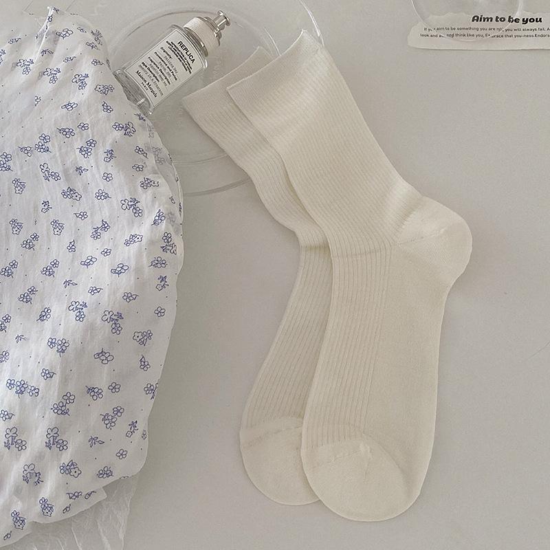 Summer Socks Women 76% Lyocell Silk Thin Breathable Solid Color Long Socks Korean Style Casual Streetwear Middle Tube Socks Sox