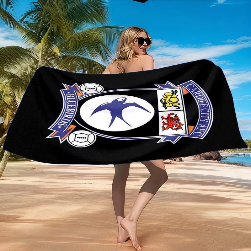 Card-iff Fc Crest Printed Microfiber Beach Towel, Soft And Absorbent, Quick-Dry, Ideal for Summer Travel, Beach Essential, Swimming Pool