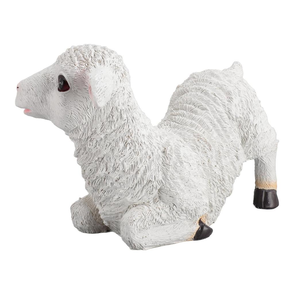 Resin Sheep Ornament Multipurpose Cute Vivid Fine Crafted Waterproof Garden Sheep Statue for Outdoor Indoor