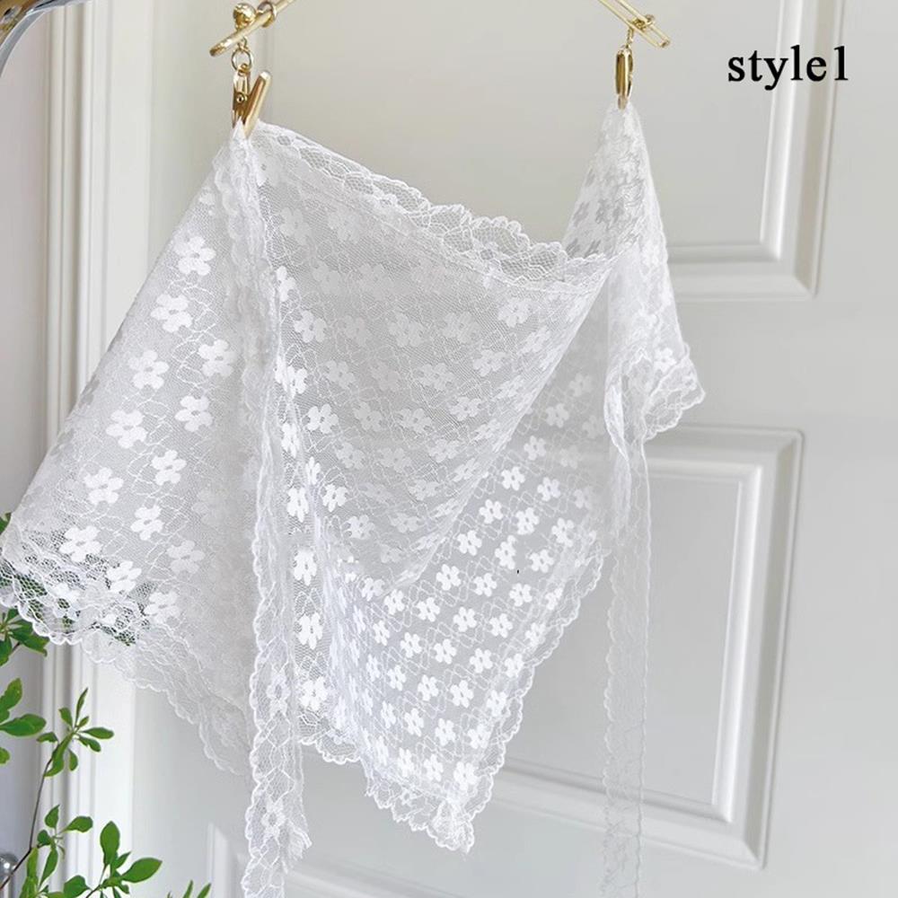 Retro Lace Scarf Bandana Headband Embroidered Hair Scarf Bohemia White Triangle Headscarf Womens Girl Floral Crochet Hair Bands