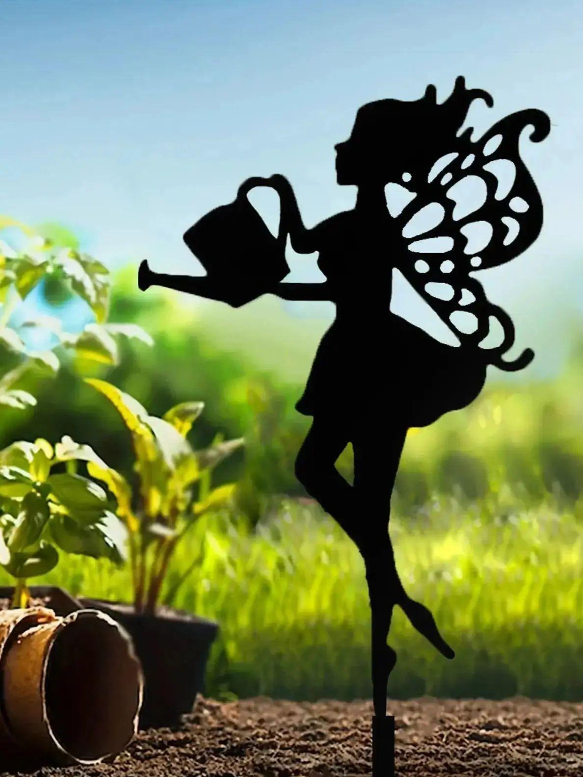 

1Pc Iron Metal Art Decoration Fairy Silhouette Decorative Statue Crafts, Suitable for Outdoor Gardens, Terraces, Parks, Lawns, Potted Plants