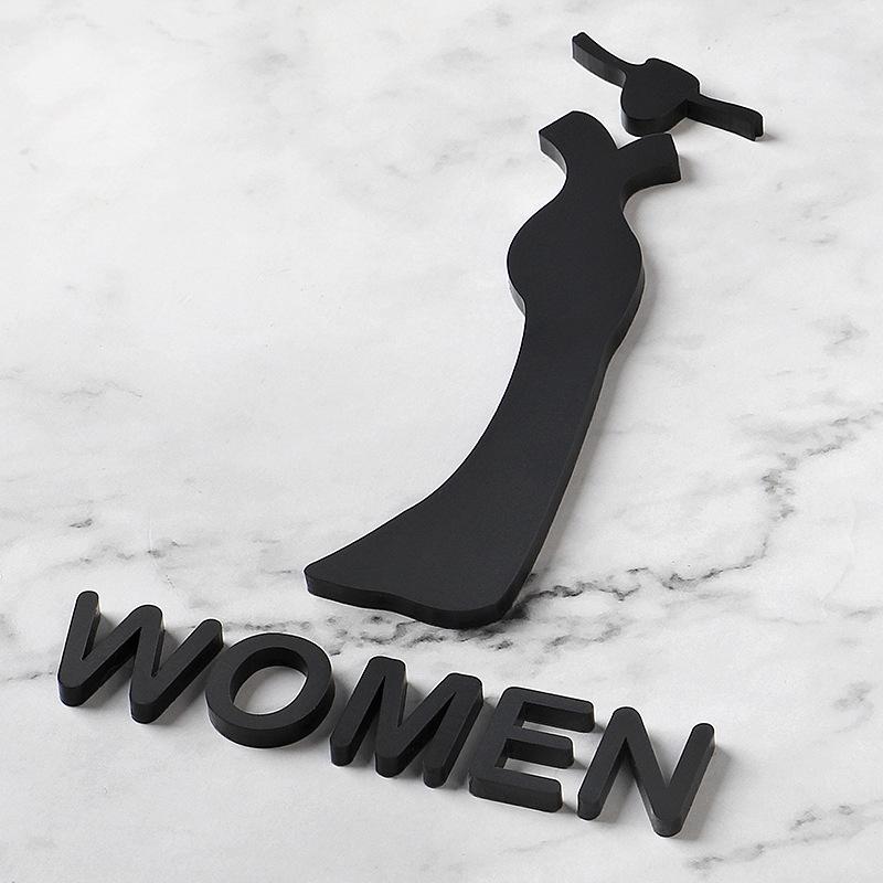Acrylic Bathroom Door Stereoscopic Pattern Men'S And Women'S Bathroom Signs Public Toilet Signs