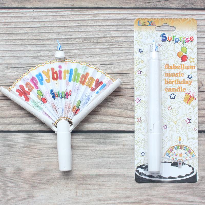 Fan Shaped Surprise Banner Candle Creative Funny Party Happy Birthday Wishing Fan Cake Decoration