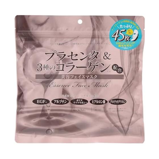 Tokyo Aloe ALOVIVI Placenta & Collagen Face Mask 45 Pieces Large Capacity