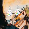 Novelty Fun Art Paint Palette Necklace and Hook Earrings Set for Friends Party