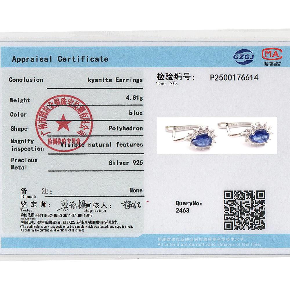 Simple design 925 sterling silver earrings 3.52ct natural kyanite pear 6*8mm gesmtones fine jewelry for women Banquet Party wear