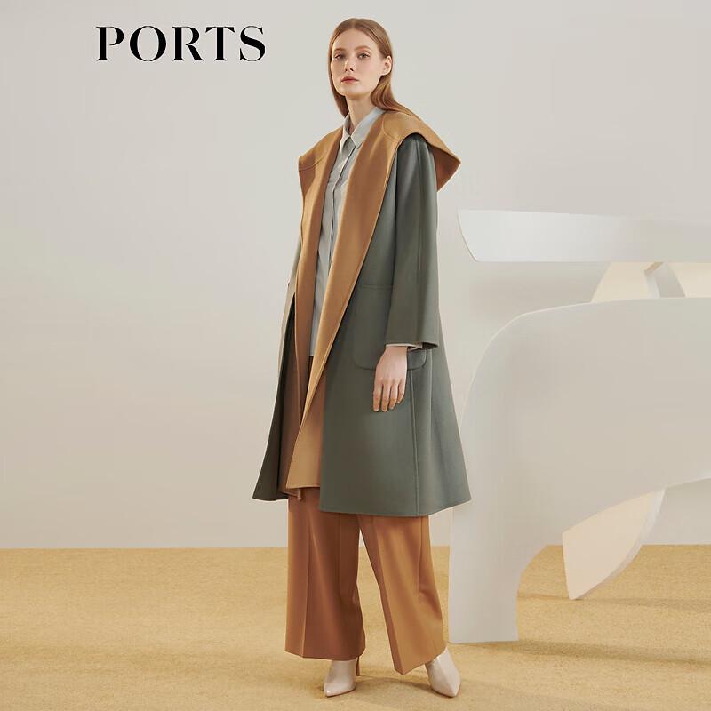 PORTS Women's 100% Cashmere Long-Sleeve Mid-Length Coat