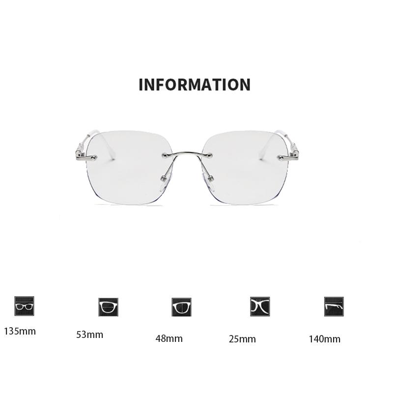 Anti-Blue Light Dámské brýle Venkovní bezobroučkové fotochromatické brýle Chrám Transparentní Barevné Přebalovací brýle Módní čtvercové sluneční brýle