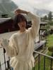 Korean Style Slimming Knitwear for Women: Versatile Round Neck Sweater with Detachable Skirt Hem