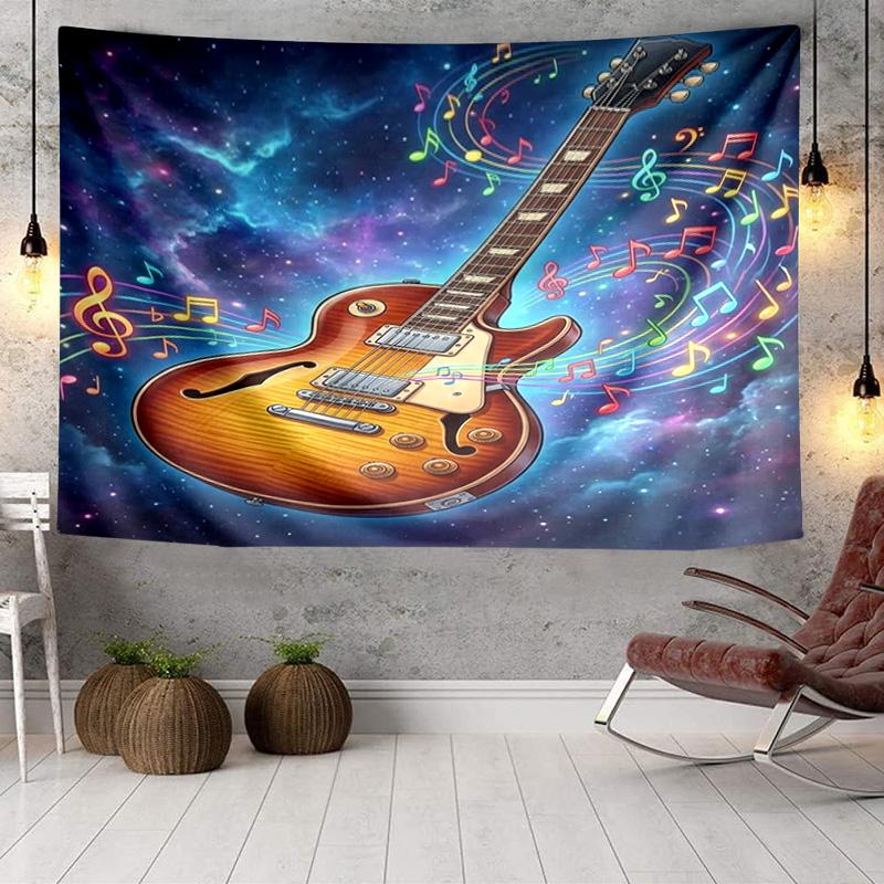 Neon Guitar Melody Tapestry, Unique Design Tapestry, Wall Decor for Bedroom,Livingroom, Playroom,Heartwarming Fan Holiday Gifts