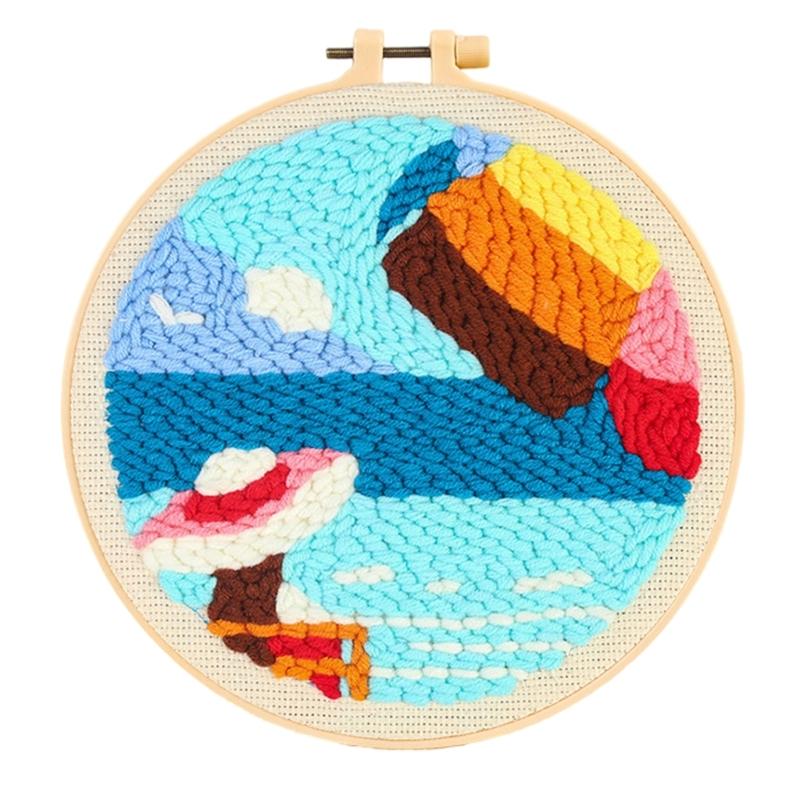 Beginner Friendly Punch Needle Embroidery Set With Thick Yarn Craft Set for Home Decoration and Relaxation